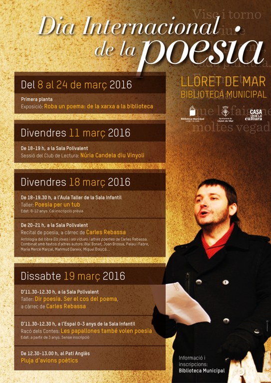 La Biblioteca de Lloret commemora el Dia Internacional de la poesia amb diverses activitats culturals.