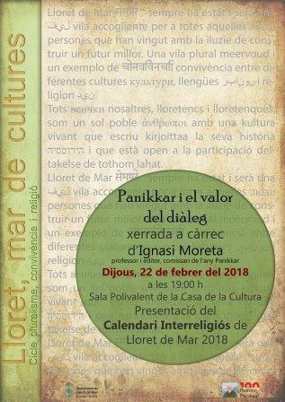 Cicle Pluralisme, Convivència i Religió: xerrada ' Panikkar i el valor del diàleg' i presentació del calendari interreligiós 2018