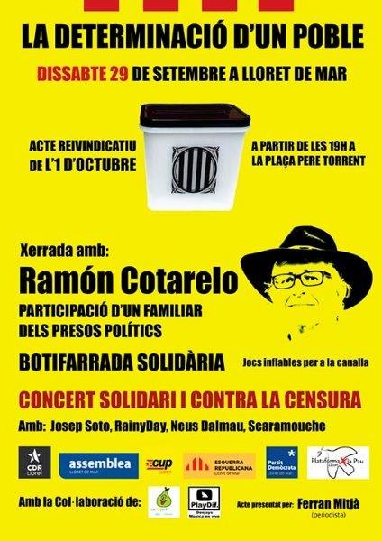 Acte commemoratiu i reivindicatiu del referèndum de l'1 d'octubre a Lloret