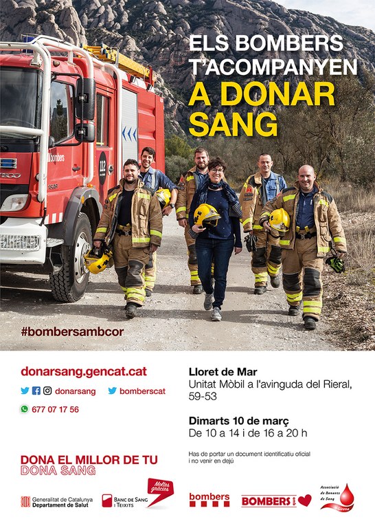 Els Bombers t'acompanyen a Donar Sang