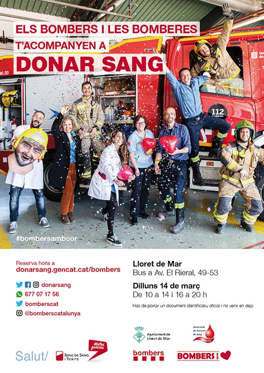 Els Bombers i les  Bomberes t’acompanyen  a donar sang