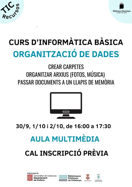 Curs d'Informàtica Bàsica.  Organització de dades